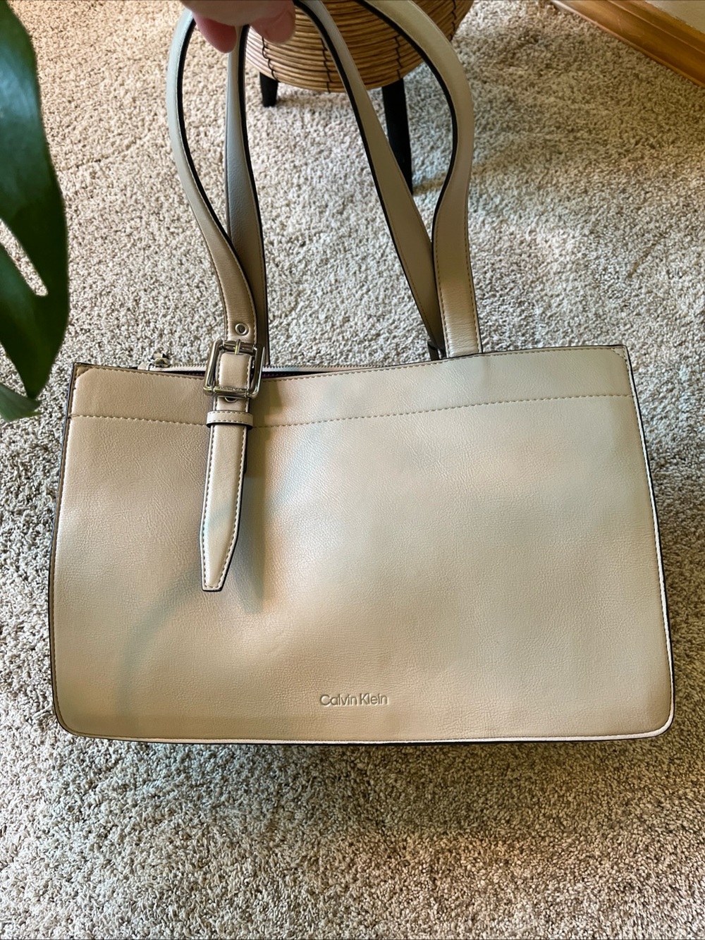 Calvin Klein Cream Havana structured Organizational Tote Bag